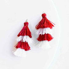 Red/White Tassel Earrings