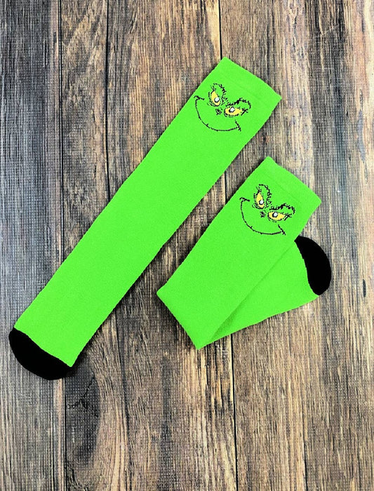 Lime Green Grinch Tube Socks