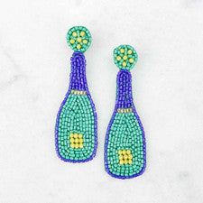 Champagne Bottle Earrings Purple/Green