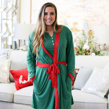 Womens Red & Green Robe